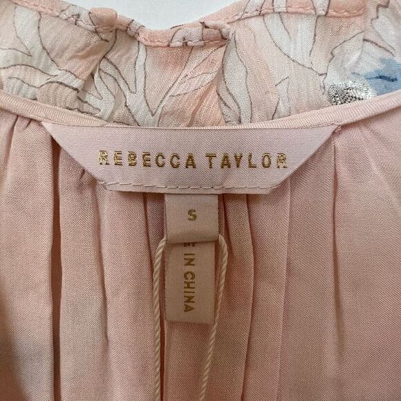 NWT Rebecca Taylor Silk Ruffle V Neck Mini Dress Pastel Pink Floral size S - Picture 5 of 13